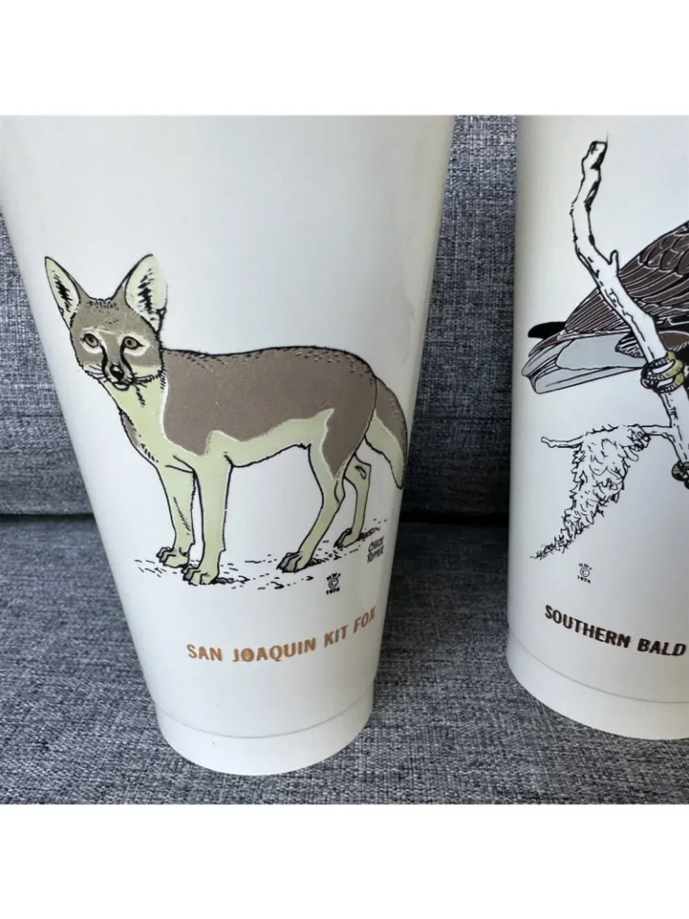 VINTAGE 1970S SLURPEE CUPS LOT OF 3 - ENDANGERED ANIMALS CHUCK RIPPER